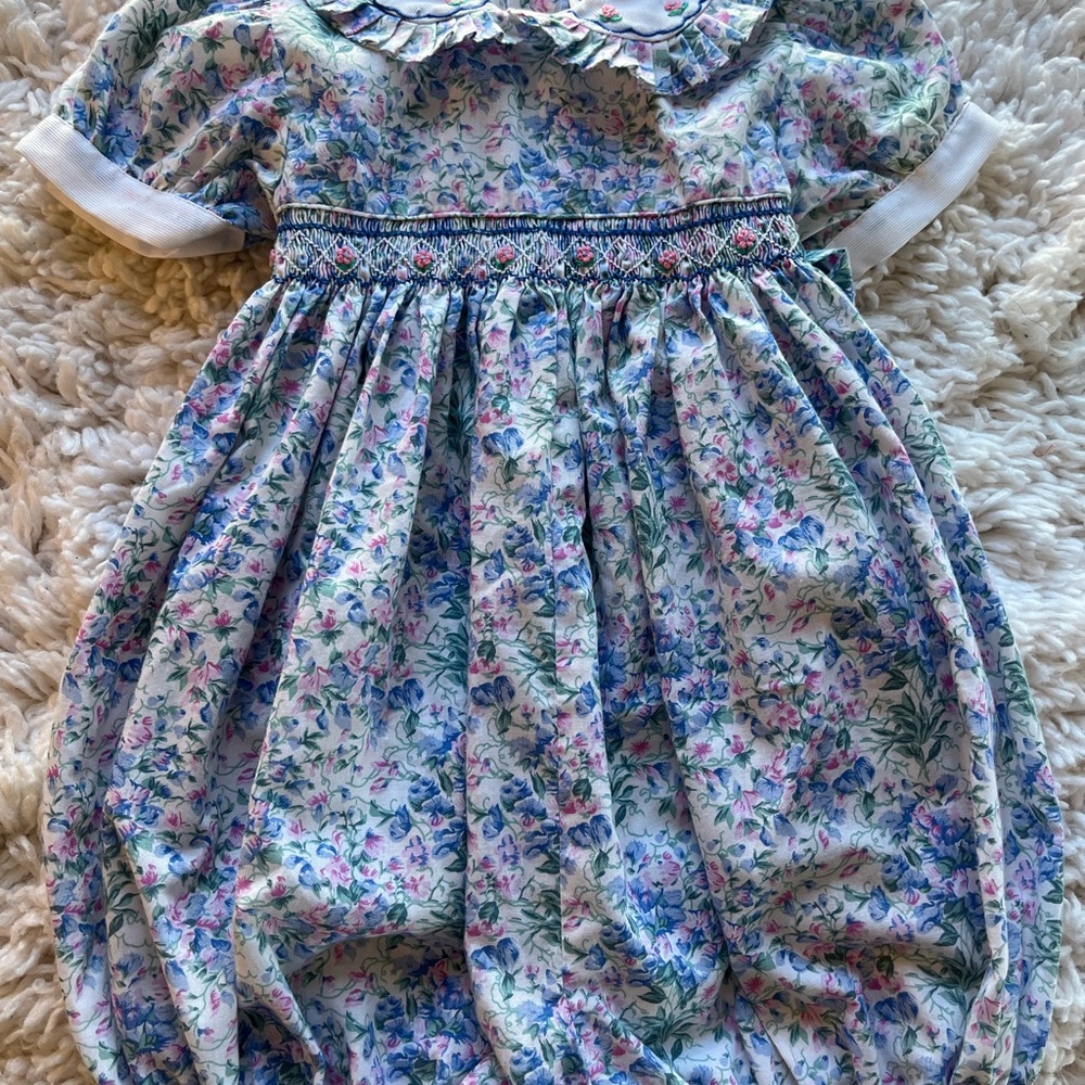 Carriage Boutique Vintage Floral Smocked Romper
